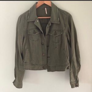 Free People deconstructed olive jean jacket 6